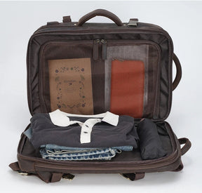 Mochila de Couro Executiva Expansível de Viagem