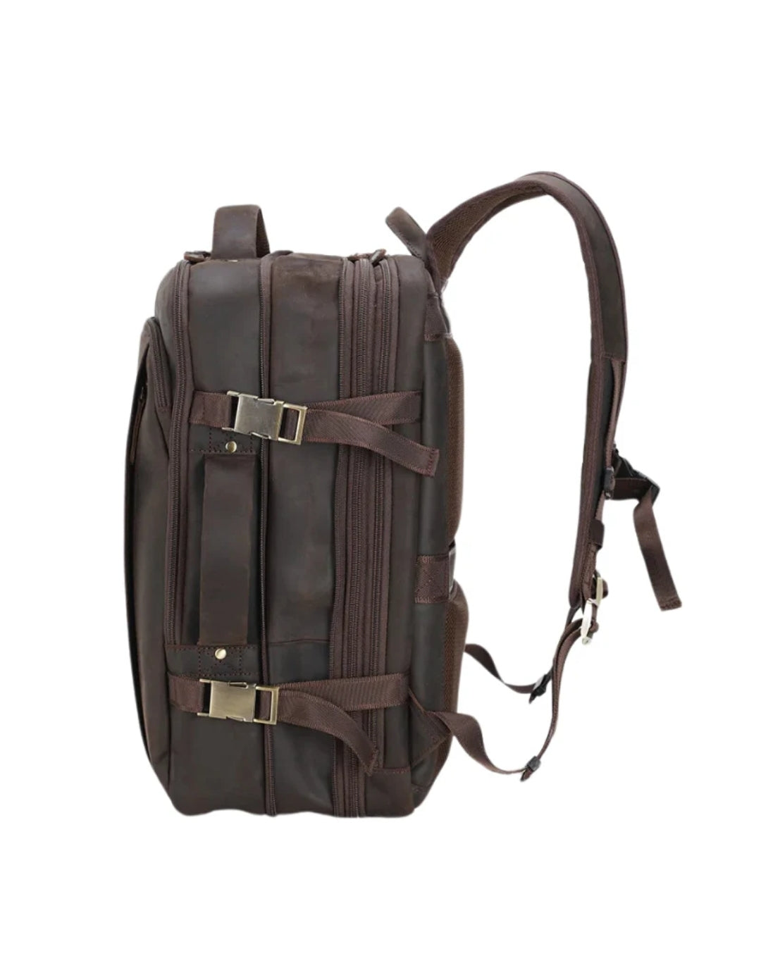 Mochila de Couro Executiva Expansível de Viagem