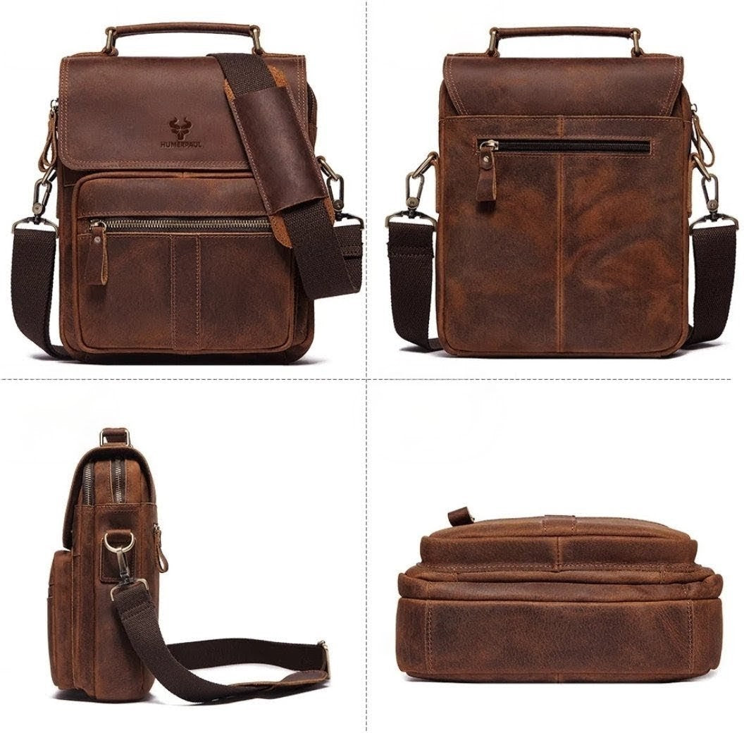 Bolsa Transversal Masculina de Couro Legítimo – Modelo Humerpaul