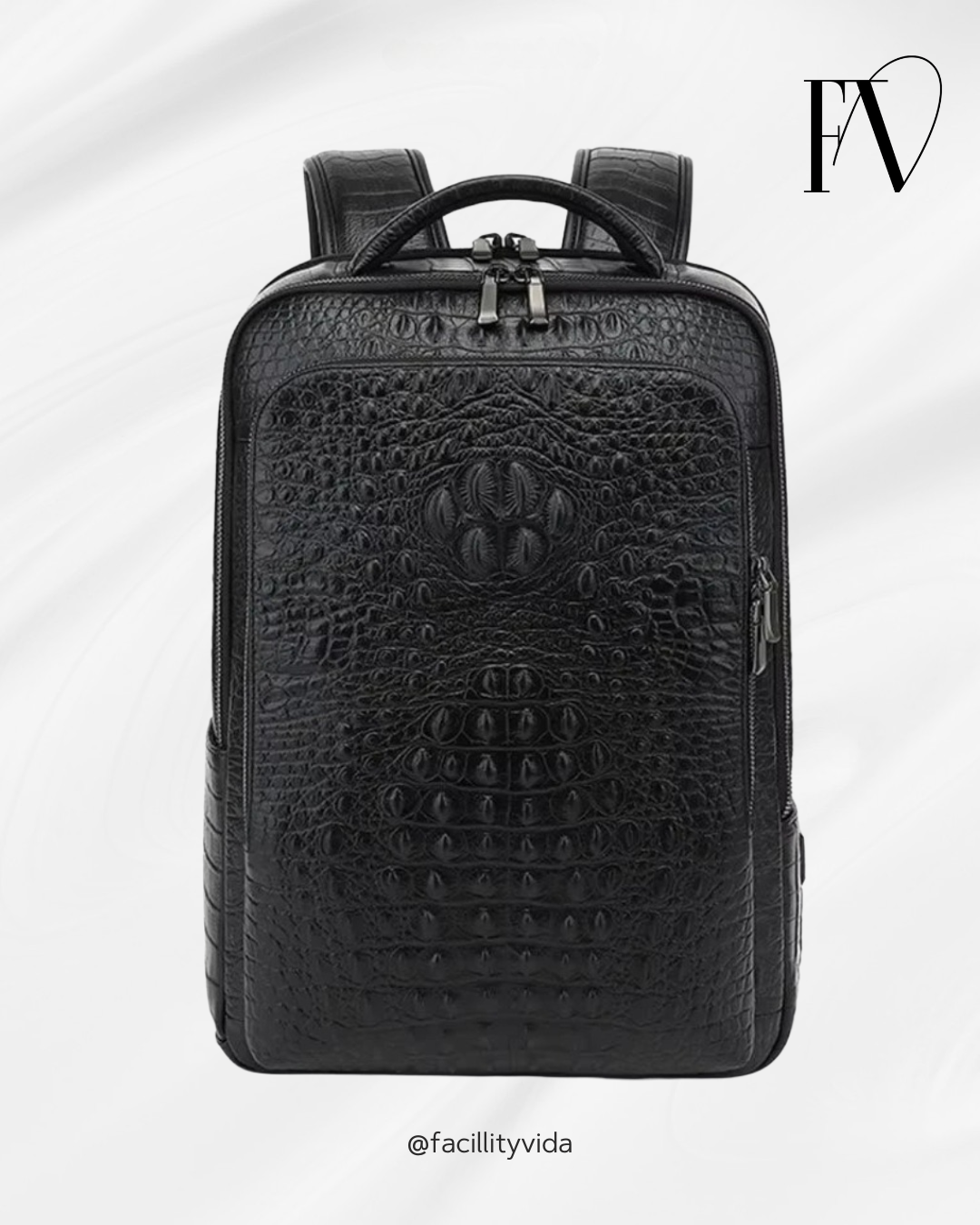Mochila Masculina Executiva de Couro Legítimo – Modelo Crocodilo