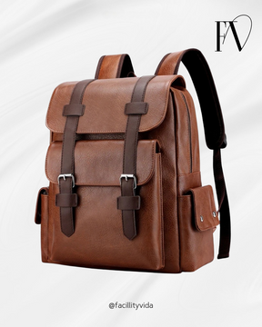 Mochila Masculina de Couro Vintage Britânica