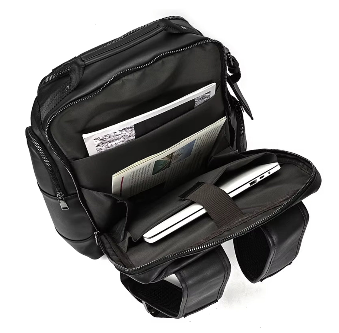 Mochila Masculina de Couro Legítimo para Notebook – Modelo Prime