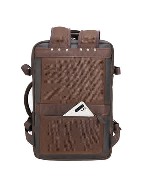 Mochila de Couro Executiva Expansível de Viagem