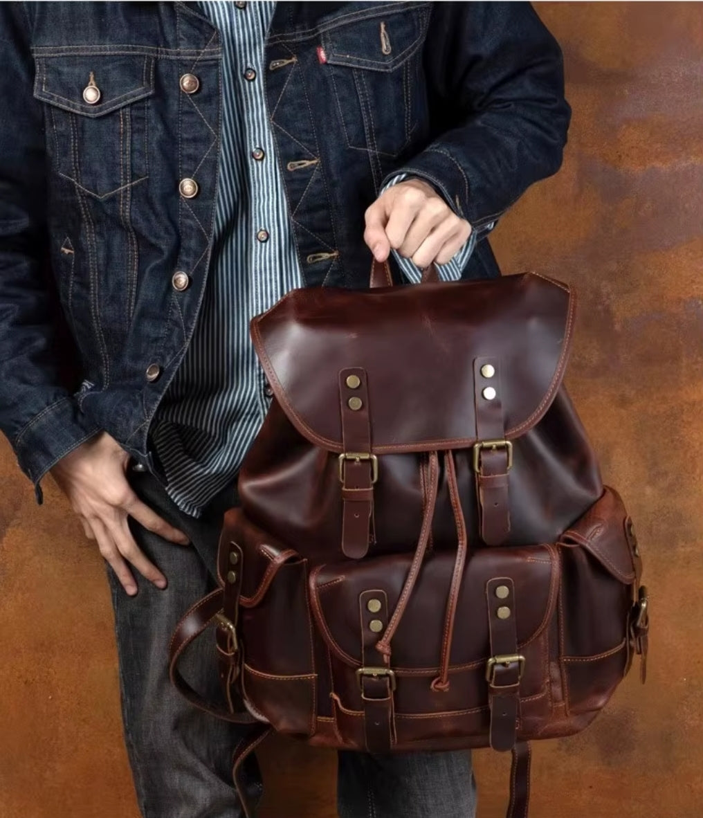 Mochila Masculina de Couro Legítimo Red Prime Soberana – Executiva Premium