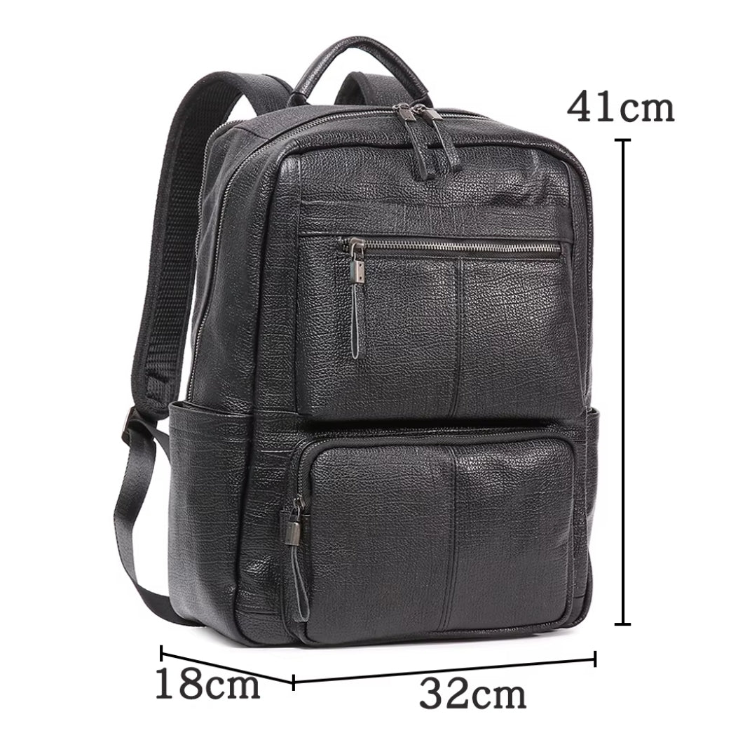 Mochila Masculina de Couro Legítimo Premium Black
