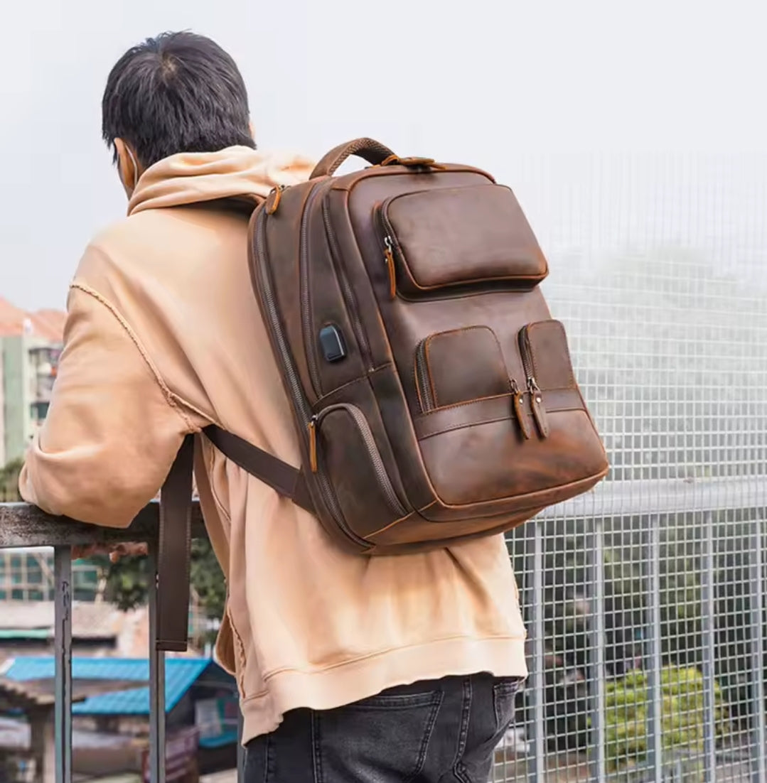 Mochila Masculina de Couro Genuíno para Notebook 17– Modelo Executivo FACILITYVIDA