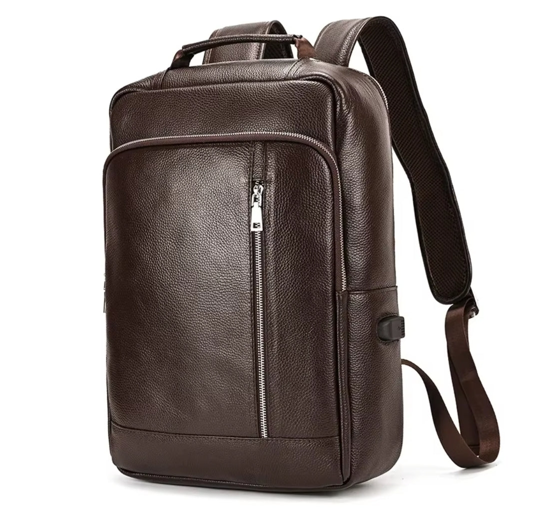 Mochila de Couro Executiva para Notebook com Tecnologia Usb