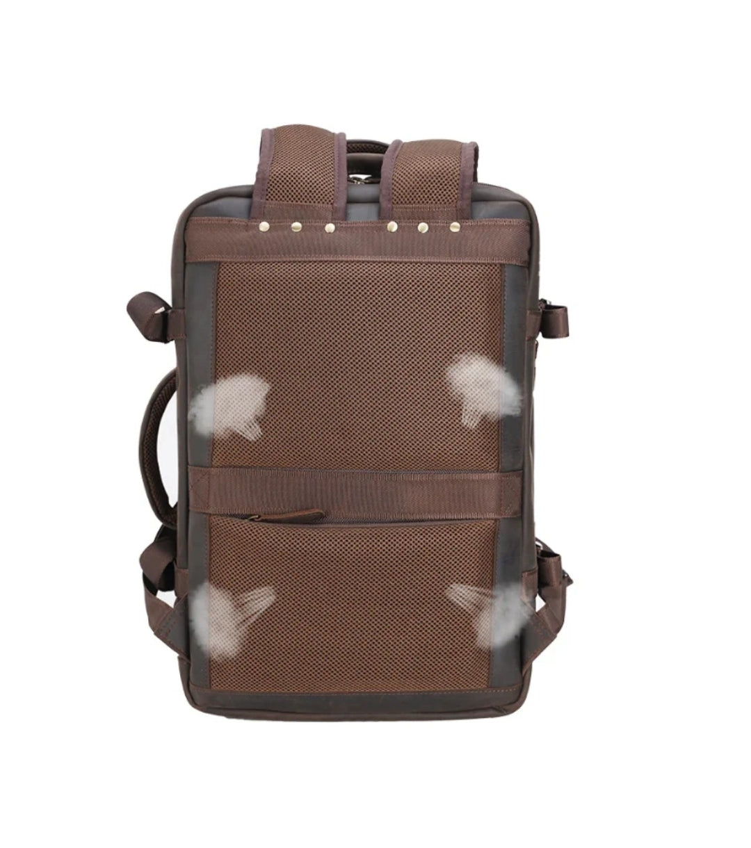 Mochila de Couro Executiva Expansível de Viagem