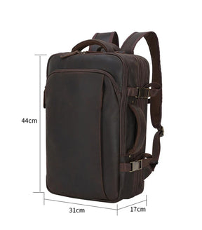 Mochila de Couro Executiva Expansível de Viagem