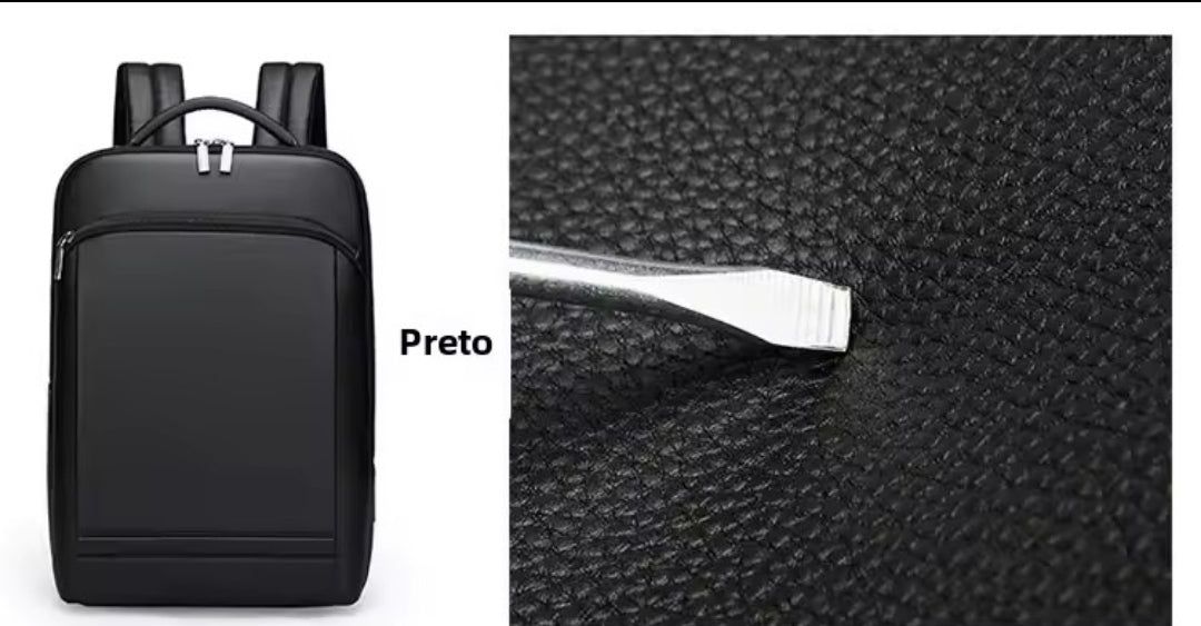 Mochila de Couro Legítimo Impermeável para Notebook