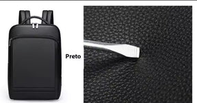 Mochila de Couro Legítimo Impermeável para Notebook
