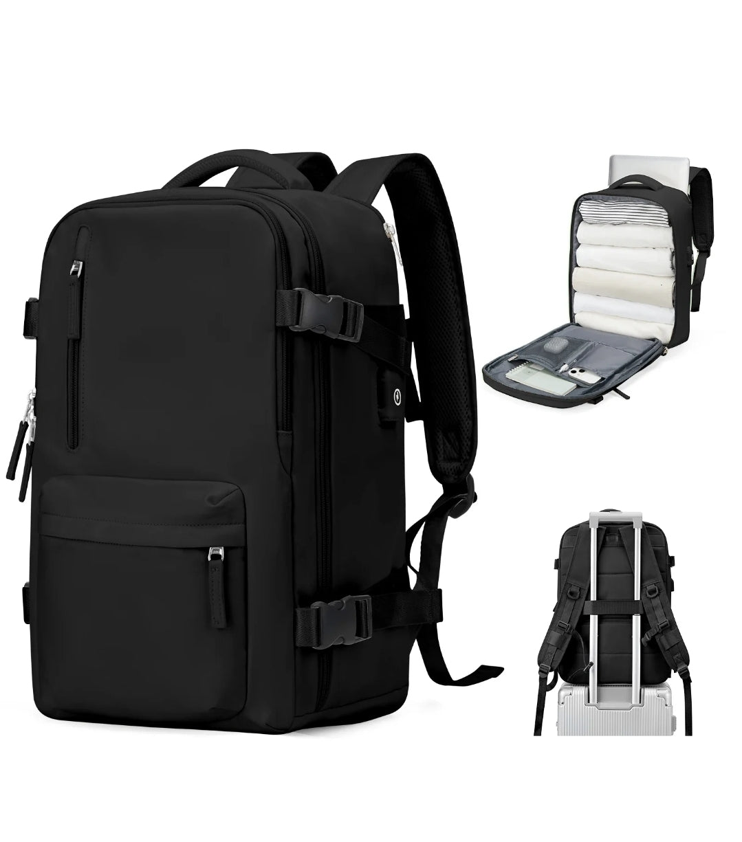 Mochila de Viagem Expansiva Impermeável com Carregamento USB – Modelo FacilityPlus