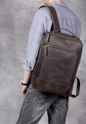Mochila Masculina de Couro Legítimo para Notebook 15 polegadas – Modelo Clássico Slim FACILITYVIDA