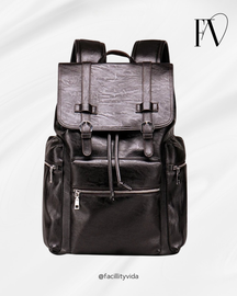 Mochila Masculina de Couro Legítimo Brigth com Carregamento USB!