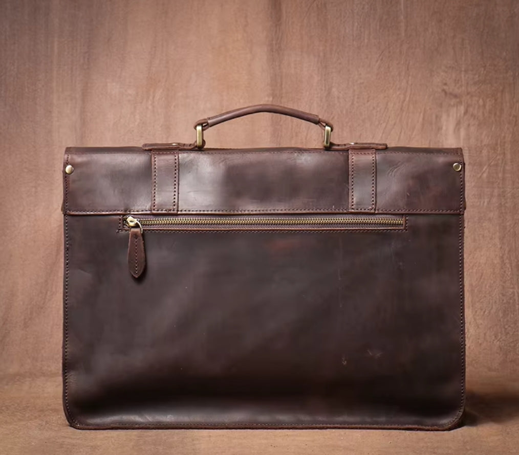 Pasta Masculina de Couro Vintage Para Notebook