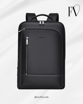 Mochila Masculina de Couro Genuíno William Polo – Modelo Executivo com Tecnologia USB