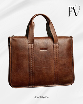 Bolsa de Mão em Couro William Polo com Alças para Ombros - Modelo Unissex Pasta Executiva