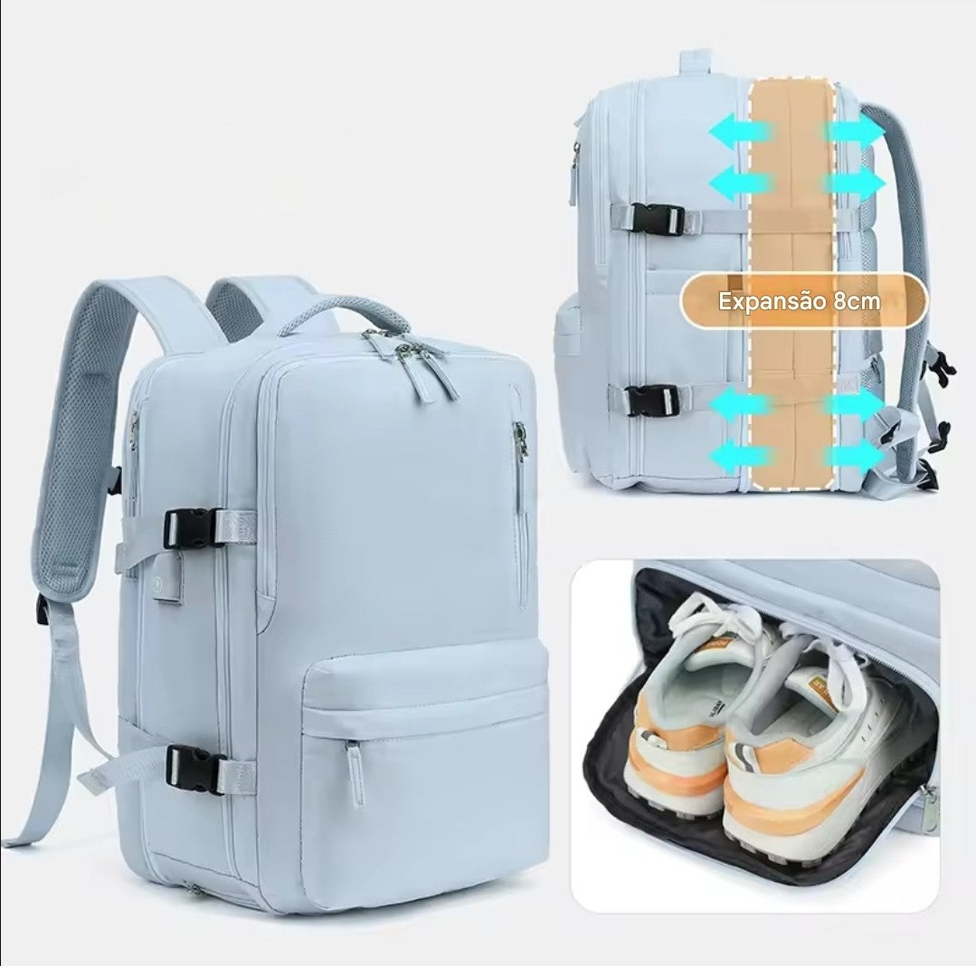 Mochila de Viagem Expansiva Impermeável com Carregamento USB – Modelo FacilityPlus