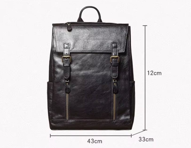 Mochila de Couro Legítimo Linha Prime Retro Allblack