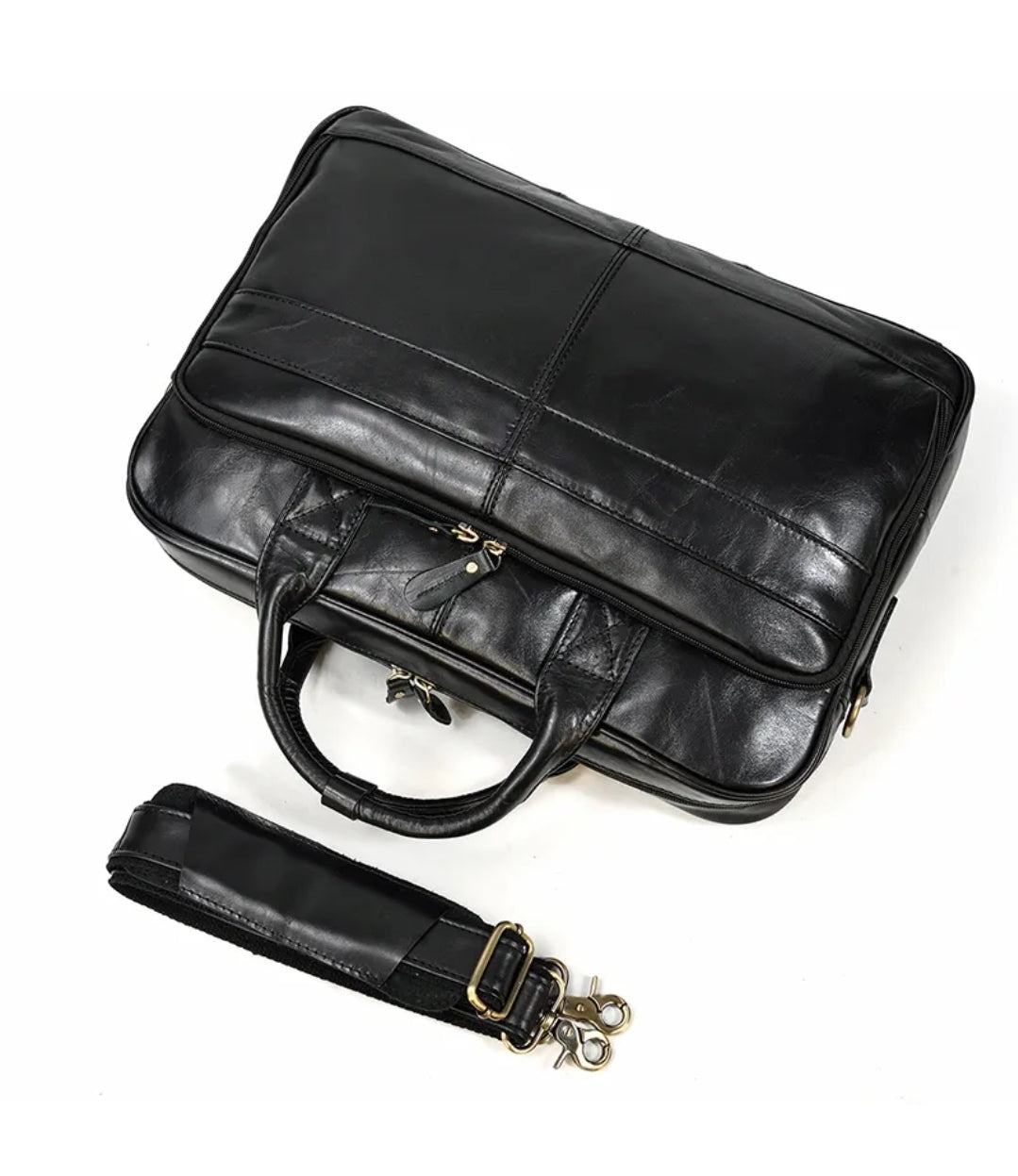 Maleta Masculina de Couro Legítimo All Black – Modelo Prime