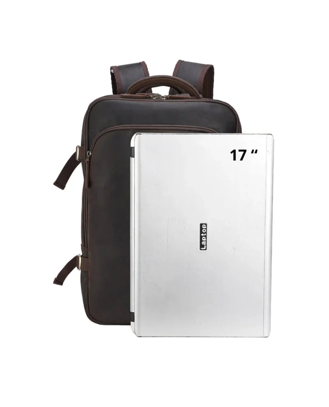 Mochila de Couro Executiva Expansível de Viagem