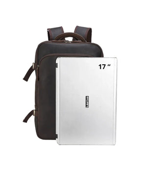 Mochila de Couro Executiva Expansível de Viagem