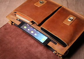 Pasta Masculina de Couro Vintage Para Notebook