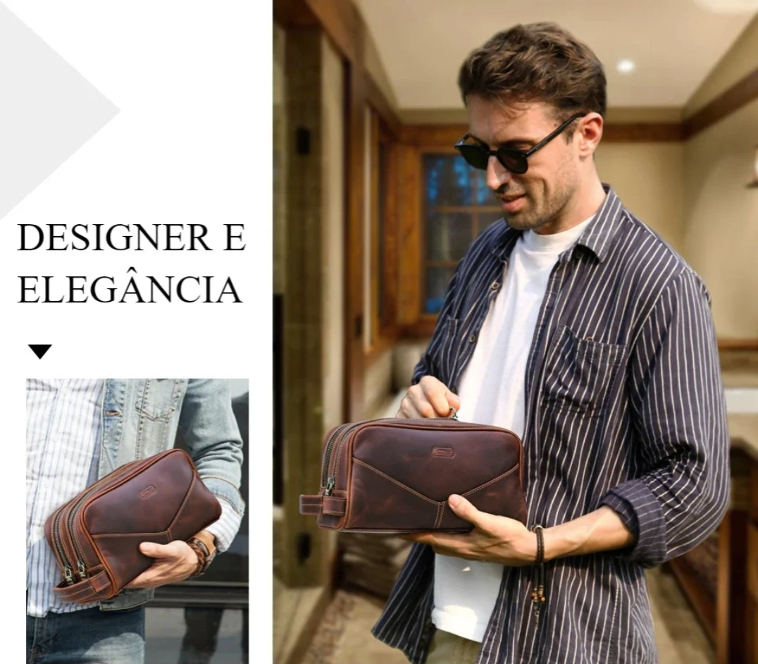 Nécessaire Masculina de Couro Retro Premium !