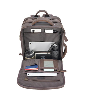 Mochila de Couro Executiva Expansível de Viagem