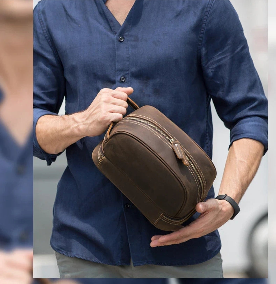 Nécessaire Masculina de Couro Genuíno – Modelo Cowhide