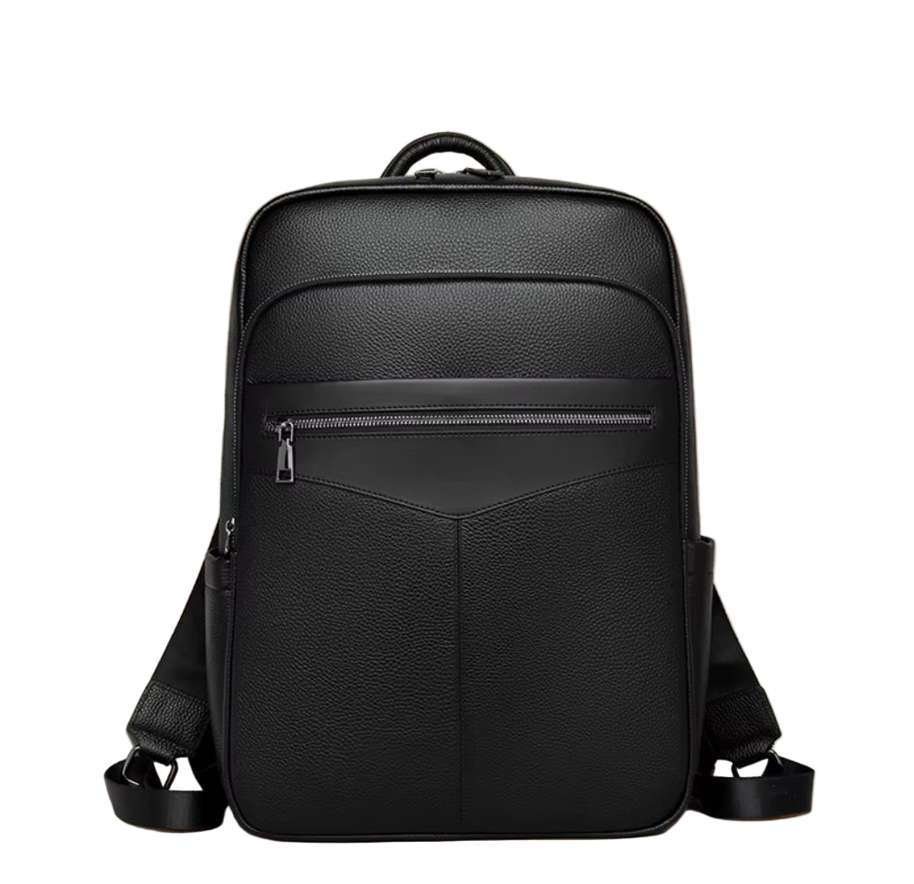 Mochila Masculina Executiva de Couro Legítimo – Modelo Premium All Black