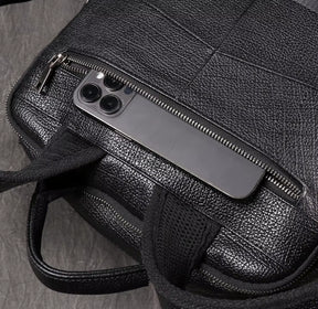 Mochila Masculina de Couro Legítimo Premium Black
