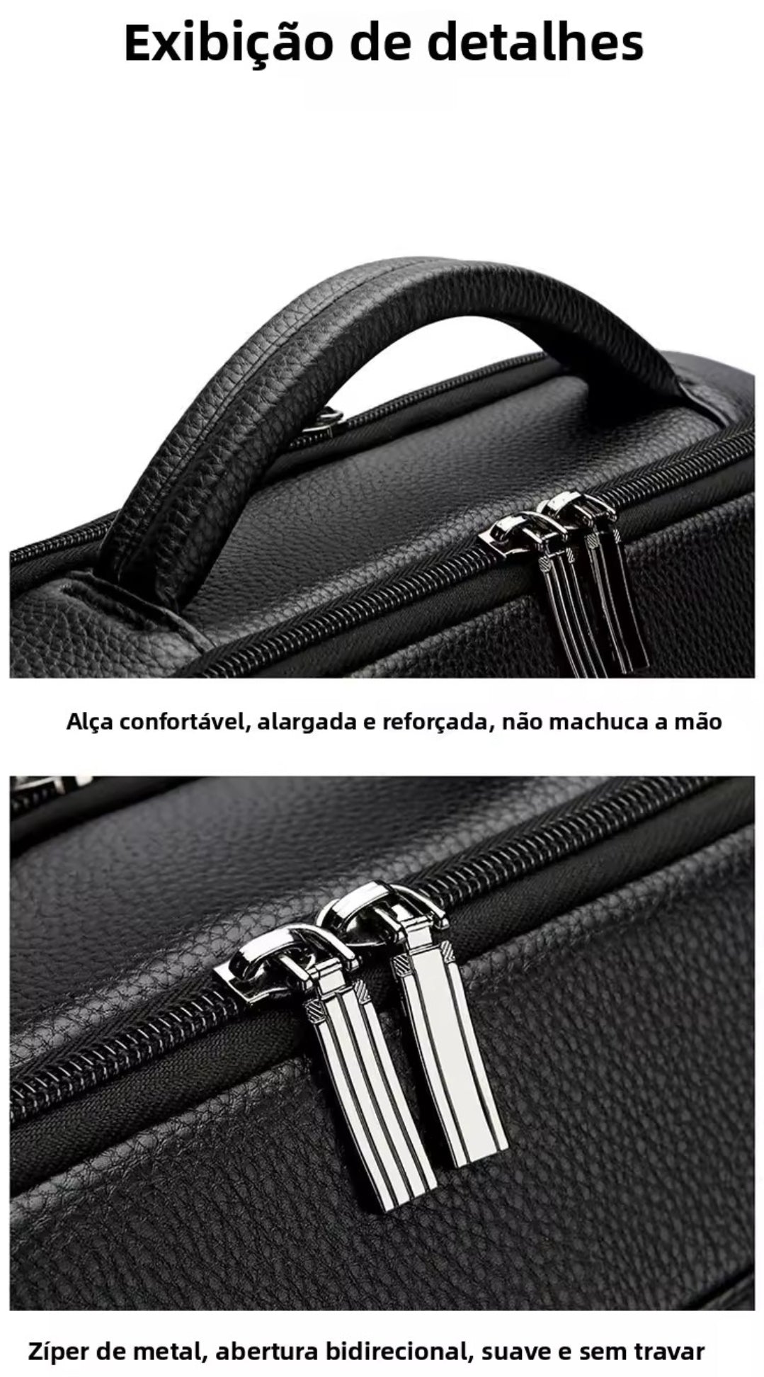 Mochila de Couro Legítimo Impermeável para Notebook