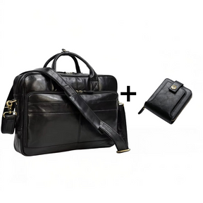 Maleta Masculina de Couro Legítimo All Black – Modelo Prime