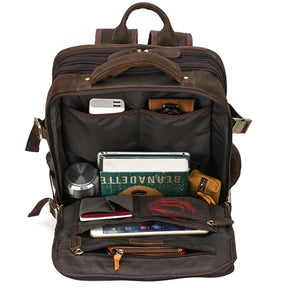 Mochila de Couro Executiva Expansível de Viagem