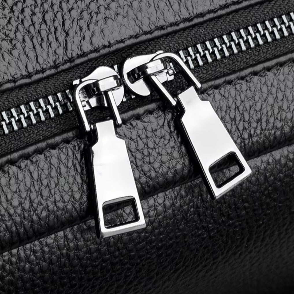 Mochila Masculina Executiva de Couro Legítimo – Modelo Premium All Black