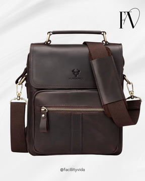 Bolsa Transversal Masculina de Couro Legítimo – Modelo Humerpaul