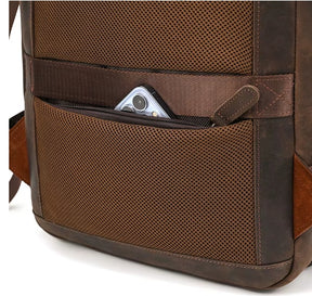 Mochila de Couro Executiva Expansível de Viagem