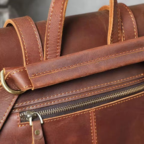 Mochila de Couro Genuíno Vintage Slim