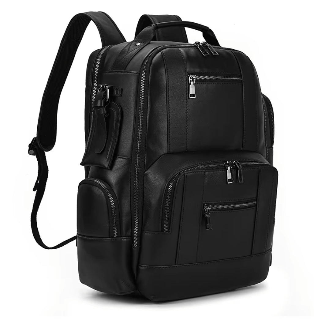 Mochila Masculina de Couro Legítimo para Notebook – Modelo Prime
