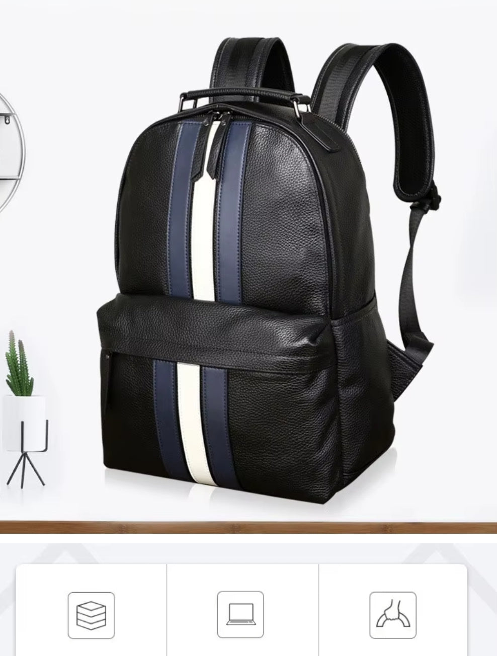 Mochila Masculina de Couro Genuíno para Notebook – Modelo Paris