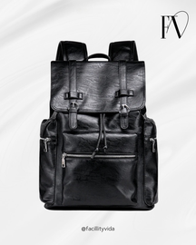 Mochila Masculina de Couro Legítimo Brigth com Carregamento USB!