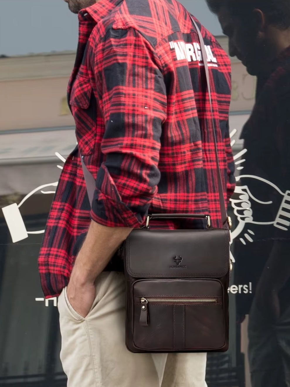 Bolsa Transversal Masculina de Couro Legítimo – Modelo Humerpaul