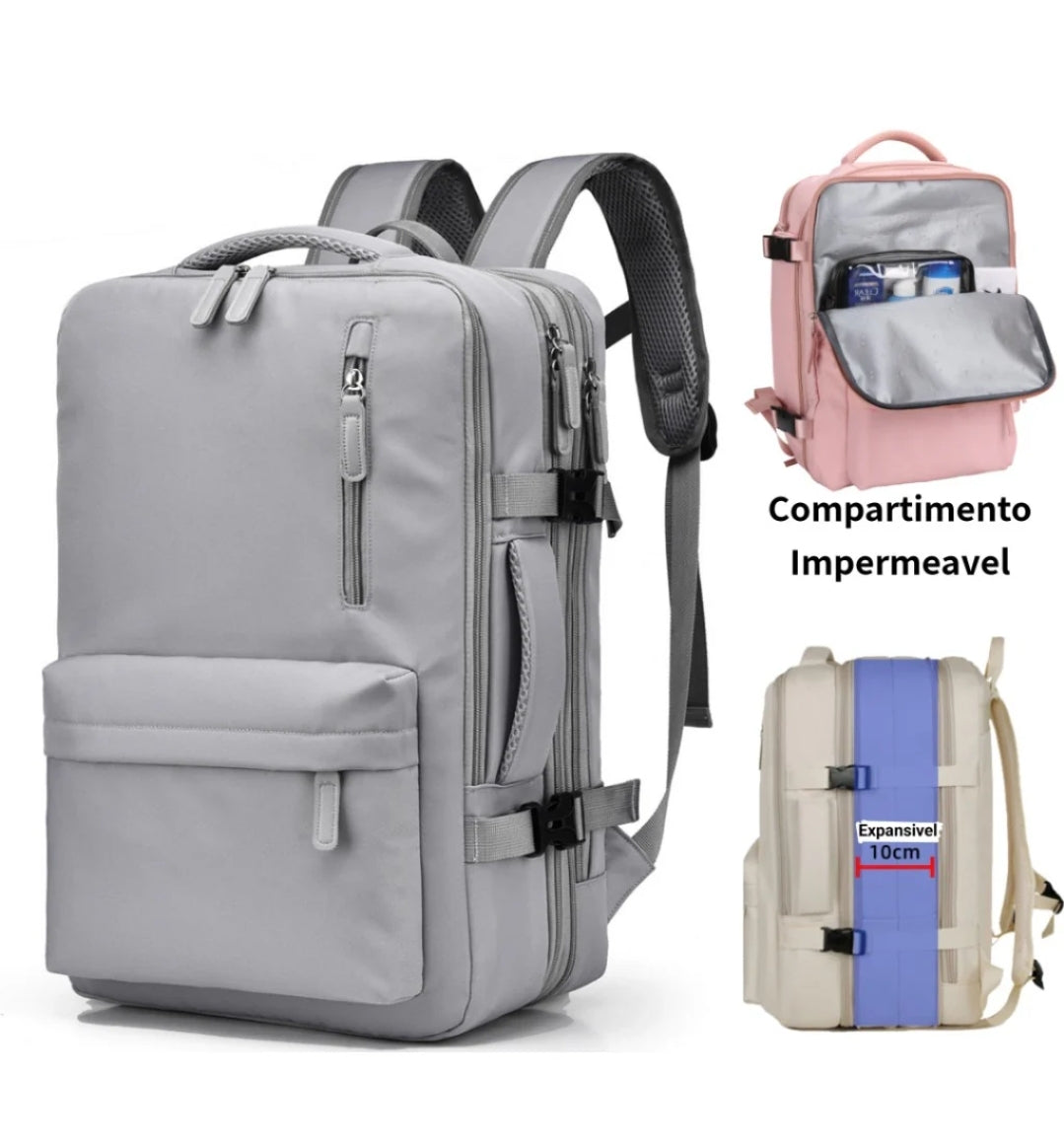 Mochila de Viagem Expansiva Impermeável com Carregamento USB – Modelo FacilityPlus