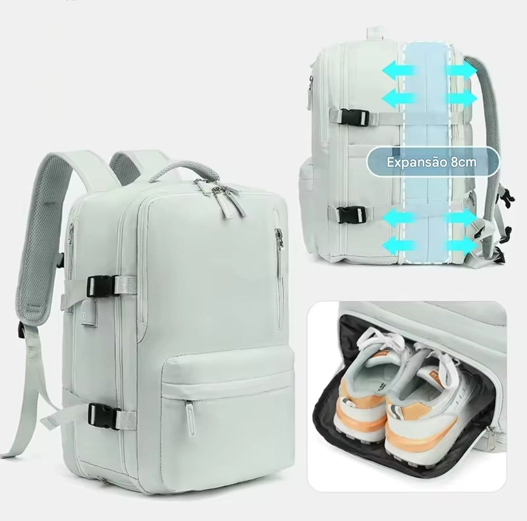 Mochila de Viagem Expansiva Impermeável com Carregamento USB – Modelo FacilityPlus