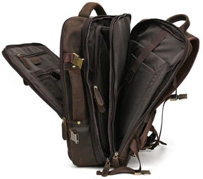Mochila de Couro Executiva Expansível de Viagem
