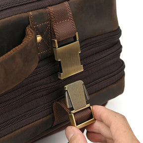 Mochila de Couro Executiva Expansível de Viagem