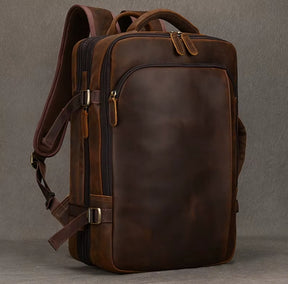 Mochila de Couro Executiva Expansível de Viagem