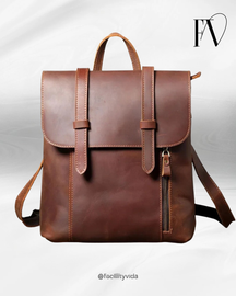 Mochila de Couro Genuíno Vintage Slim