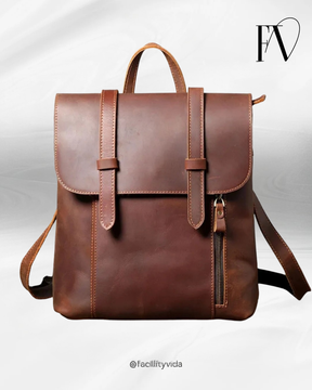 Mochila de Couro Genuíno Vintage Slim